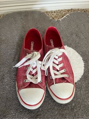 Converse Red Canvas Low-Top Sneakers with White Accents
